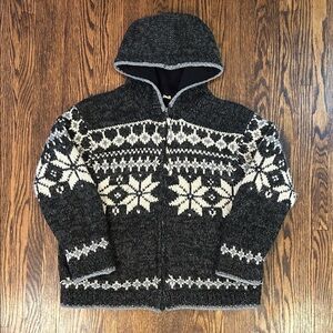 Zip Up Knit Wool Sweater with Fleece Lining